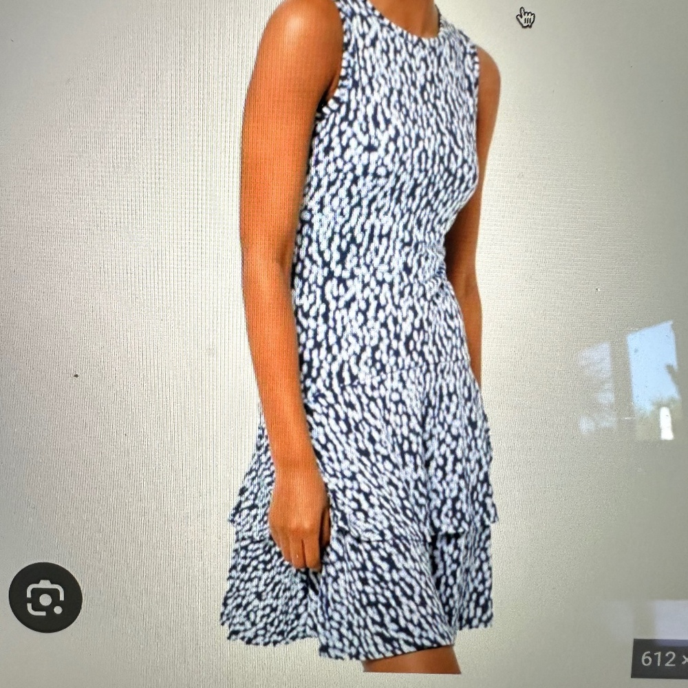 MICHAEL Michael Kors Blue Ikat Sleeveless Flounce Dress, Size Small